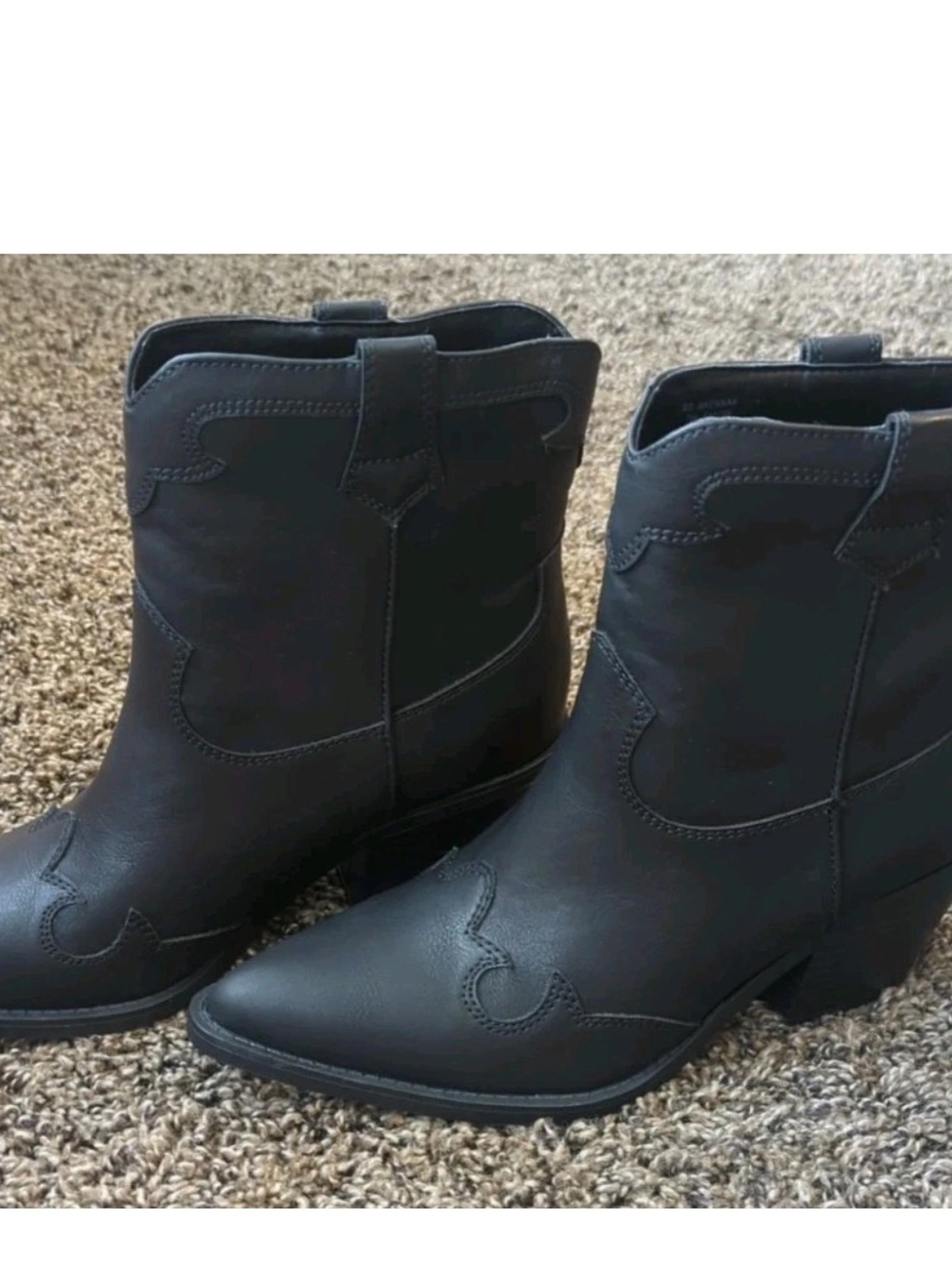 Women's Sun + Stone Brennaa Western Stitching Black Pull On Cowboy Boots Size 7